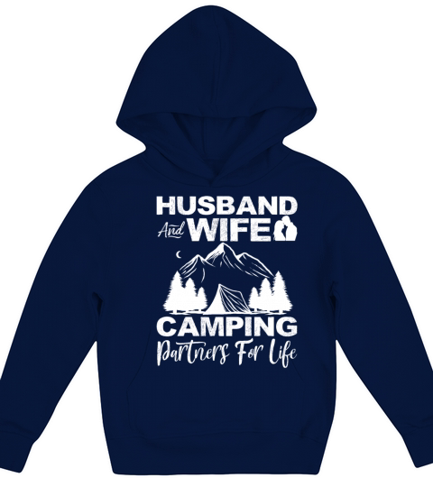 Husband And Wife Camping Partners For Life Funny Kids Hoodie