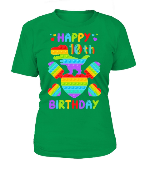 Kids Happy 10th Birthday Pop It Dinosaur Women's T-Shirt