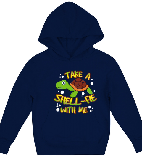 Turtle - Take A Shell-fie With Me - Beach Kids Hoodie