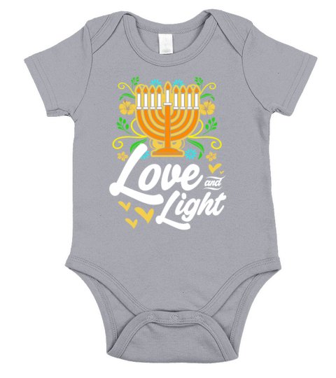 Love And Light Menorah Chanukah Hanukkah Short Sleeve Baby One-Piece