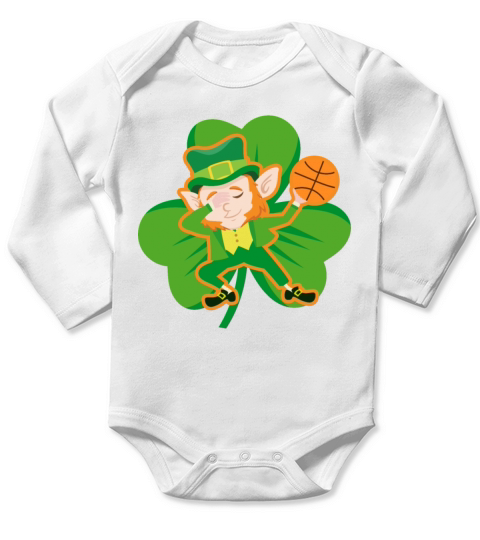Dabbing Leprechaun Basketball Funny St Patricks Long Sleeve Baby One-Piece