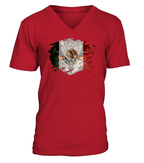 Mexico Flag and Menacing Owl Men's V-Neck T-shirt