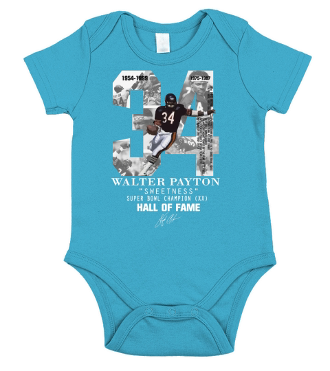 34 Walter Payton Sweetness Super Bowl Champion Hall Of Fame shirt Short Sleeve Baby One-Piece
