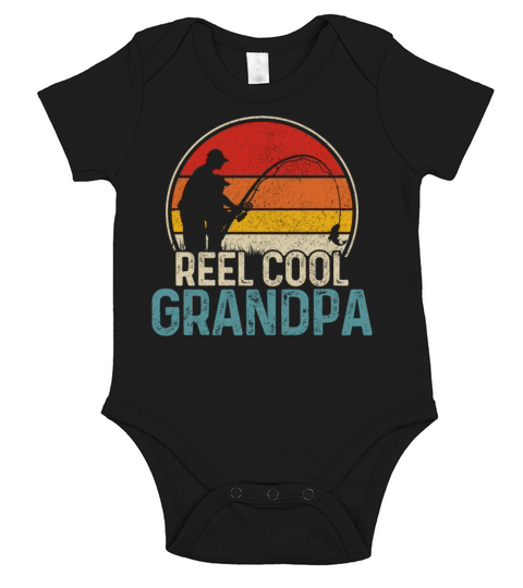 Reel Cool Grandpa Funny Vintage Fishing Fisherman Short Sleeve Baby One-Piece