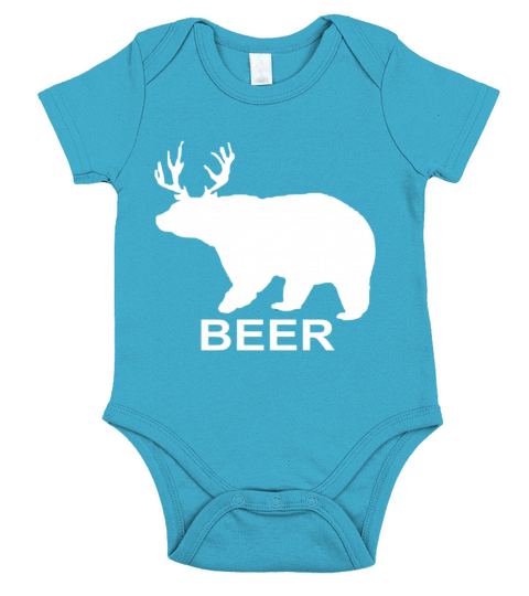 Bear Deer Beer Funny Drinking Beer Short Sleeve Baby One-Piece