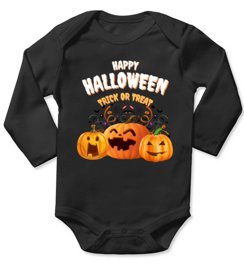 Halloween Trick Or Treat Pumpkin Long Sleeve Baby One-Piece