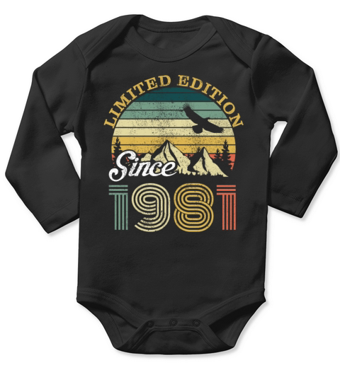 1981 Vintage born in Retro age Birthday gift idea Long Sleeve Baby One-Piece