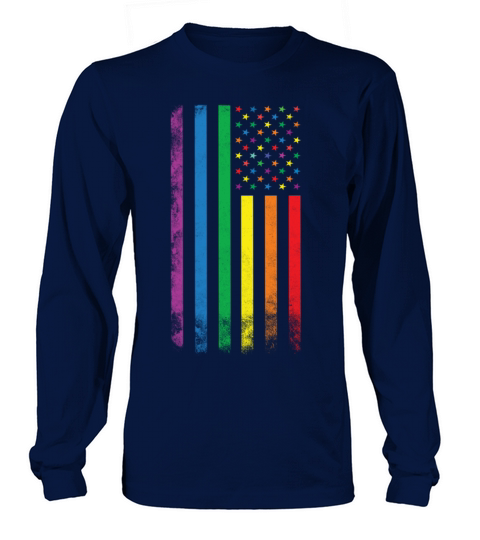Rainbow American Flag Women's Long Sleeve
