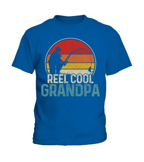 Reel Cool Grandpa Funny Vintage Fishing Fisherman Kids T-Shirt