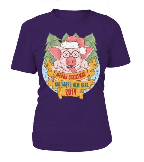 Piggy Santa Merry Christmas Happy new year 2019 Women's T-Shirt