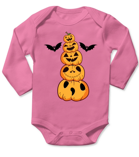 Halloween Funny Pumpkin Face Gifts Bat Shirts Tee Long Sleeve Baby One-Piece