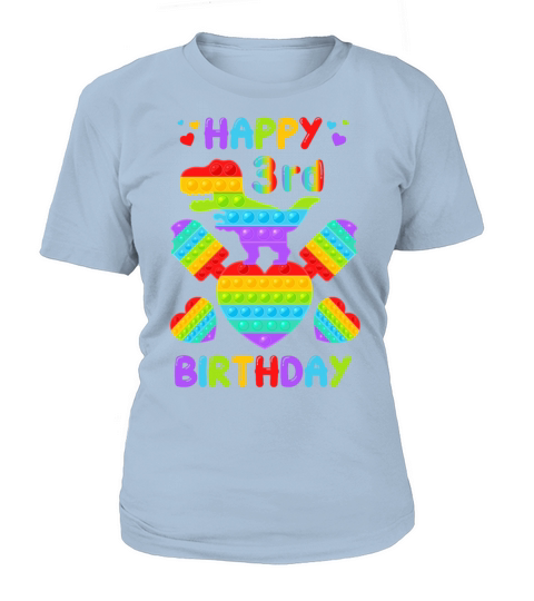 Kids Happy 3rd Birthday Pop It Dinosaur Women's T-Shirt