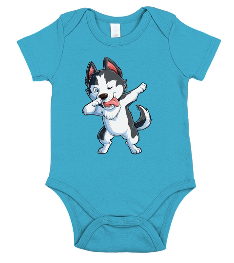 Dabbing Siberian Husky Dog Lover Short Sleeve Baby One-Piece