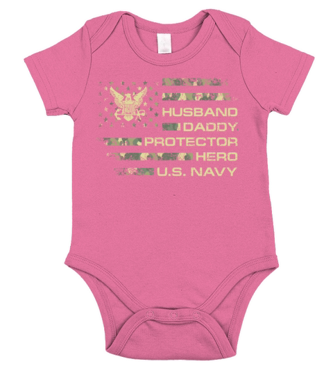 Husband Daddy Protector Hero US Navy Veteran USA C Short Sleeve Baby One-Piece