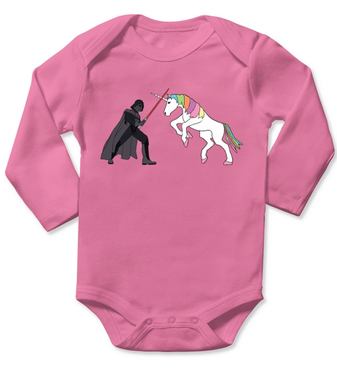 Darth Vader Vs Unicorn Long Sleeve Baby One-Piece