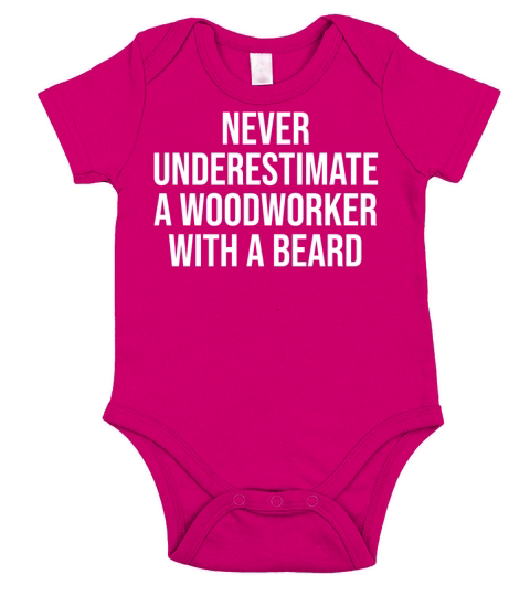 Woodworker With A Beard Funny Woodworking T-Shirt Short Sleeve Baby One-Piece