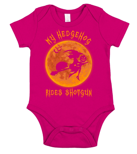 My Hedgehog Rides Shotgun Halloween Witch Short Sleeve Baby One-Piece