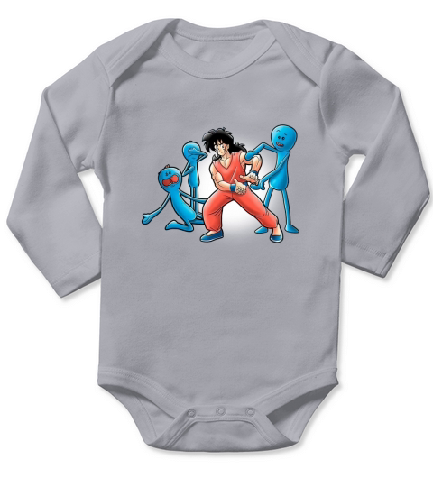 Mr Meeseeks and Yamucha Long Sleeve Baby One-Piece