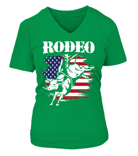 American Flag 4th Of July Vintage USA Flag Rodeo Women's V-Neck T-shirt