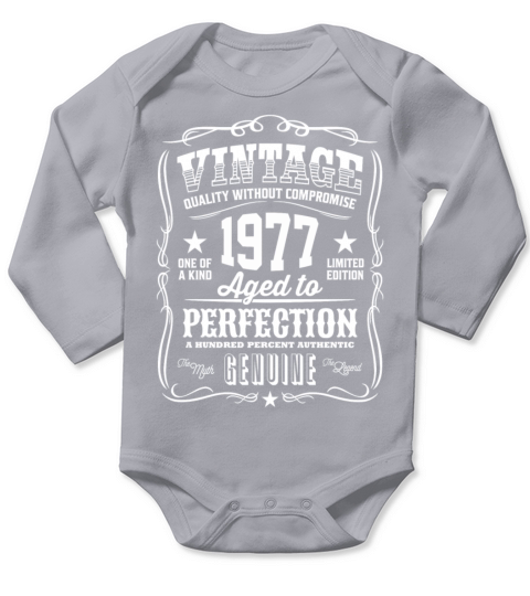 Vintage 1977 Aged to Perfection White Print Long Sleeve Baby One-Piece
