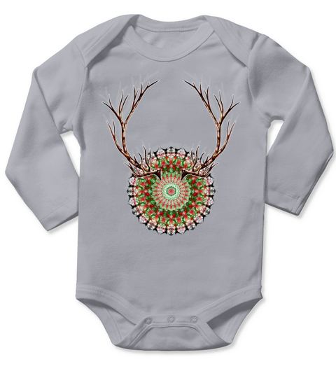 Merry Christmas Antler 10 ReinDeer Rudolph Antler Long Sleeve Baby One-Piece
