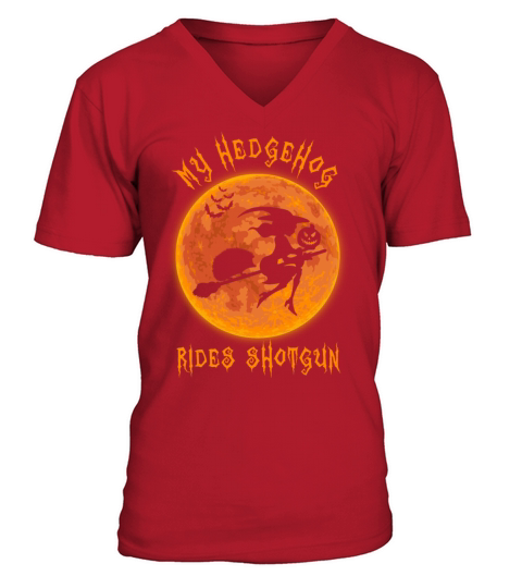 My Hedgehog Rides Shotgun Halloween Witch Men's V-Neck T-shirt
