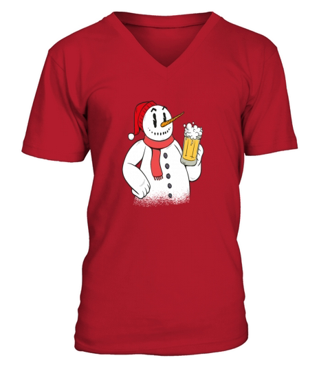 Snowman Christmas Beer Winter Men's V-Neck T-shirt