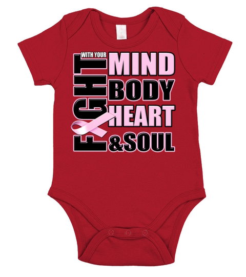 Breast Cancer Awareness Fight With Heart And Soul Short Sleeve Baby One-Piece