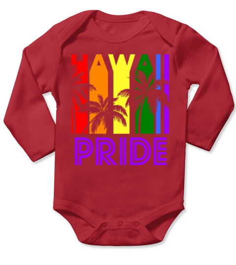 Hawaii Pride Gay Pride LGBTQ Rainbow Palm Trees Long Sleeve Baby One-Piece