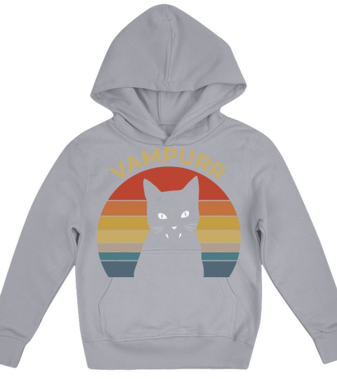 Vampurr funny vampire cat retro sunset Halloween Kids Hoodie