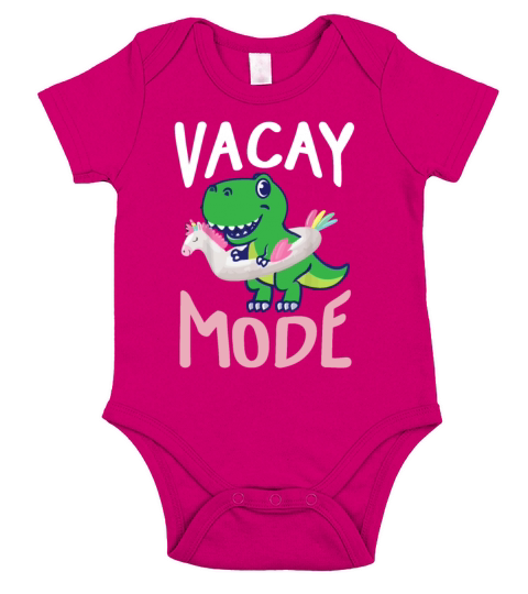 Vacay Mode Cute Dino Dinosaur Funny Family Vacatio Short Sleeve Baby One-Piece