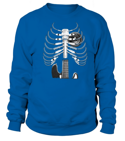 Guitar Skeleton Microphone Rock Music Lovers Sweatshirt Unisex