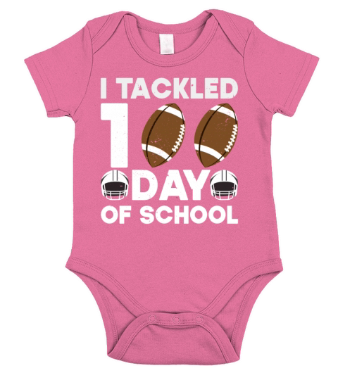 I Tackled 100 Days Of School Funny Football 100th Short Sleeve Baby One-Piece