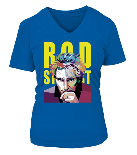 Vintage Rod Stewart Paint Art V-neck T-Shirt Woman