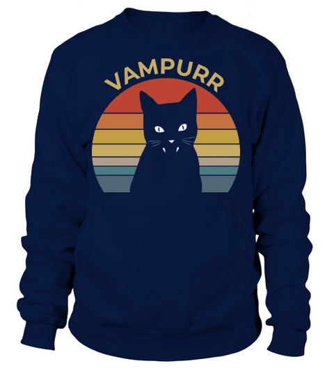 Vampurr funny vampire cat retro sunset Halloween Women's Sweatshirt