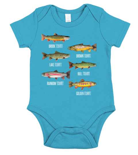 Types of Trout Fish Species Fishing Fisher Gifts Short Sleeve Baby One-Piece