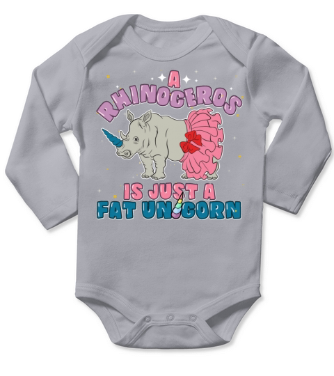 Funny Unicorn Rhinoceros Animal Pun Long Sleeve Baby One-Piece