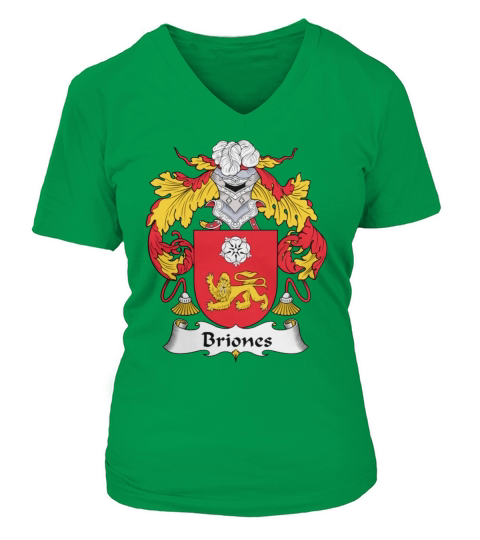 Briones Family Crest Spanish Family Crests V-neck T-Shirt Woman