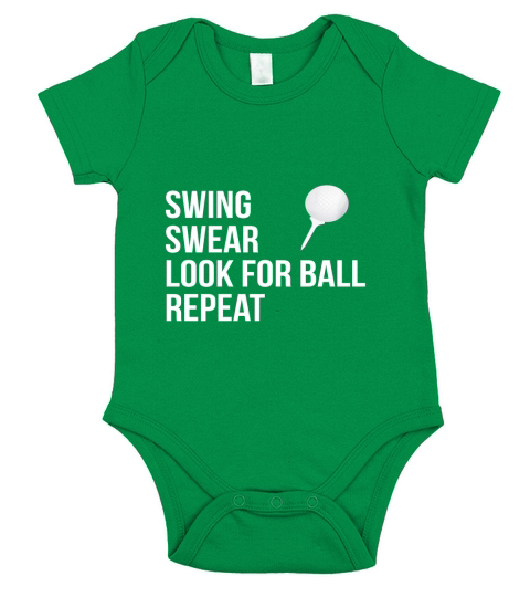 Swing Swear Look For Ball Repeat Funny Golf T-Shirt Short Sleeve Baby One-Piece