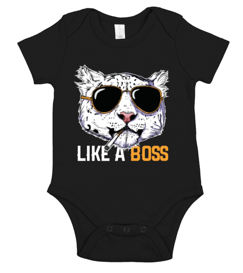 Big Cats - Snow Leopard Like a boss Short Sleeve Baby One-Piece