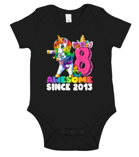 Awesome Since 2013 Flossing Unicorn 8th Birt 633 Short Sleeve Baby One-Piece