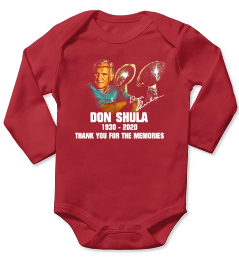 Don Shula signature 1930 2020 thank you for the memories shirt Long Sleeve Baby One-Piece