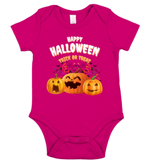 Halloween Trick Or Treat Pumpkin Short Sleeve Baby One-Piece