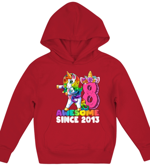 Awesome Since 2013 Flossing Unicorn 8th Birt 633 Kids Hoodie