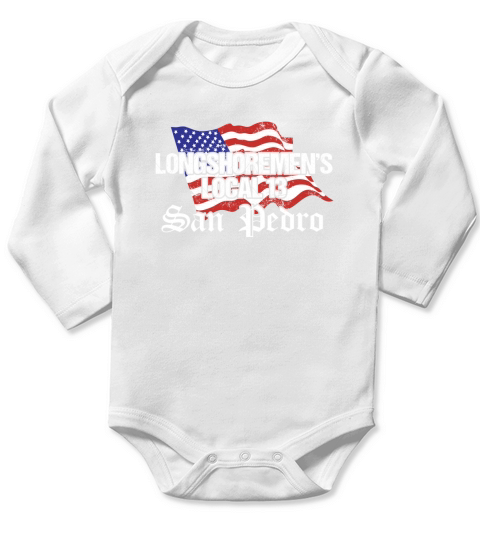 Longshoremens Local 13 San Pedro American Flag T-Shirt Long Sleeve Baby One-Piece