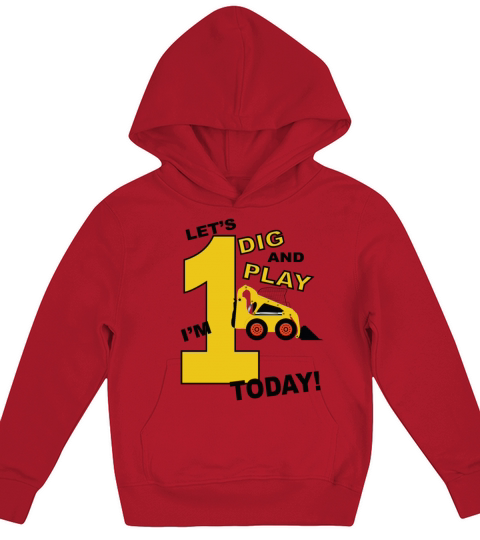 First birthday shirt construction bulldozer lets Kids Hoodie