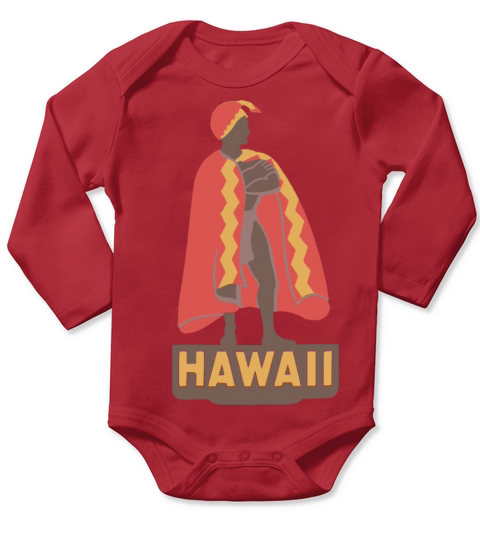 Vintage Hawaii King Kamehameha Maui Honolulu Islan Long Sleeve Baby One-Piece