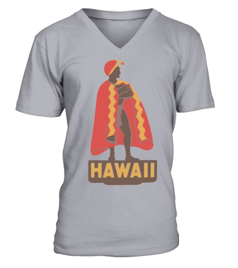 Vintage Hawaii King Kamehameha Maui Honolulu Islan Men's V-Neck T-shirt