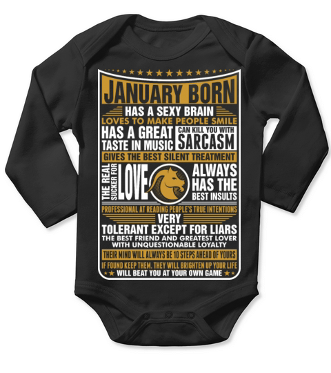 January Capricorn Born Long Sleeve Baby One-Piece