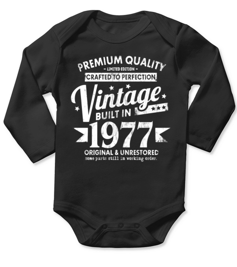 VINTAGE BUILT IN 1977 COOL FUNNY RETRO 44TH Long Sleeve Baby One-Piece